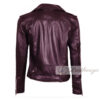 Stylish Burgundy Women's Biker Leather Jacket - Image 3