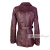 Elegant Women's Burgundy Leather Coat - Image 3