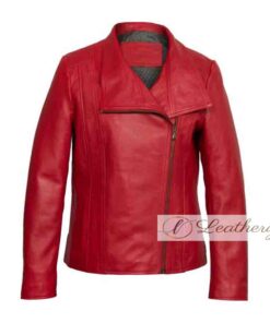 Stylish Women's Red Leather Jacket