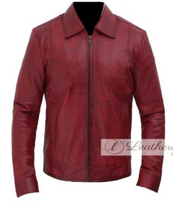 Kayan Dark Red Stylish Men's Leather Jacket