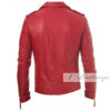 Crimson Red Stylish Biker Racer Leather Jacket For Men - Image 3