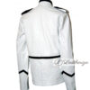 Skeleton White Men's Leather Jacket with Black Strips - Image 2