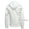 Men's White Racer Leather Jacket With Hoodie - Image 3