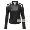 Stylish Black & White Women's Leather Jacket