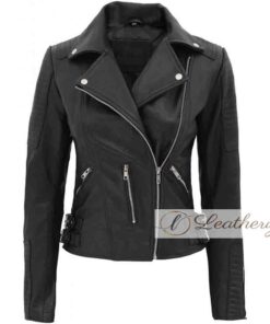 black biker leather jacket