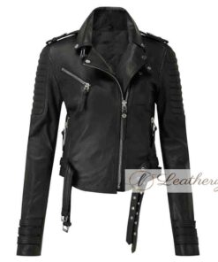 Women’s Black Racer Leather Jacket