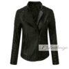 Leeza Racer Stylish Black Leather Jacket For Women - Image 3