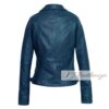 Esme Blue Biker Leather Jacket For Women - Image 3