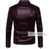 Merlot Burgundy Biker Leather Jacket For Men - Image 3