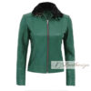 Basil Green Shearling Women's Leather Jacket