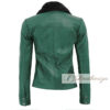 Basil Green Shearling Women's Leather Jacket - Image 3