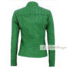 Parakeet Green Elegant Leather Jacket For Women - Image 3