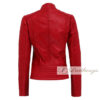 Elegant Stylish Women's Red Leather Jacket - Image 2