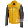 Yellow & Black Biker Leather Jacket For Men
