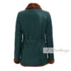 Pine Green Shearling Leather Coat For Women - Image 2
