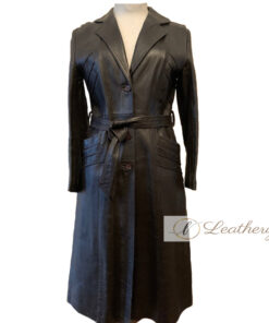 Stylish Elegant Women's Brown Leather Trench Coat