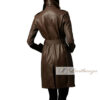 Trending Style Brown Leather Trench Coat For Women - Image 2