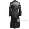 Pitch Black Long Leather Trench Coat For Women - Image 2