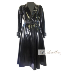 Voguish Long Black Women's Leather Trench Coat