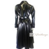 Voguish Long Black Women's Leather Trench Coat - Image 2