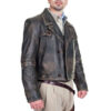 Classical Vintage Brown Leather Trench Coat For Men - Image 3