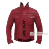 Live Fast Die Hard Red Leather Jacket For Men - Image 2