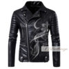 Stylish Smoking Skull Black Biker Leather Jacket For Men - Image 2