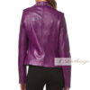Purple Burgundy Studded Leather Jacket For Women - Image 2