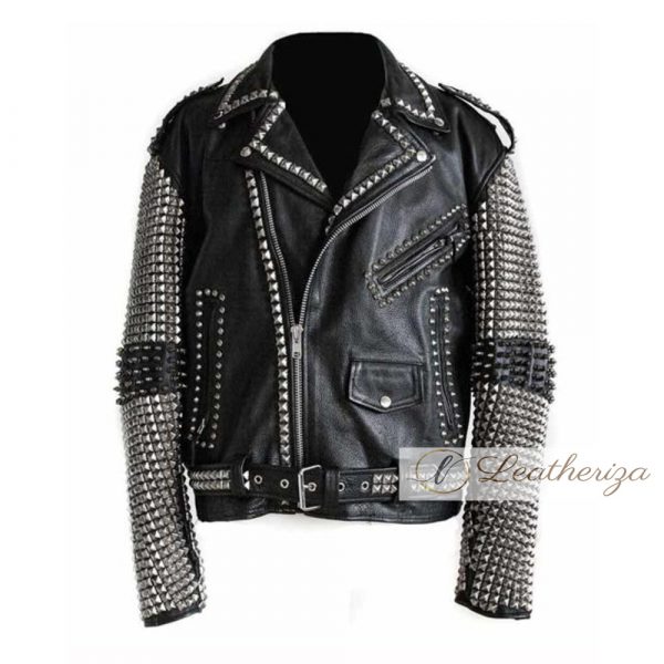 Buy Spikes & Studs Black Leather Jacket For Women from leatheriza.com