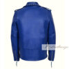 Blue Studded Women's Leather Jacket - Image 2