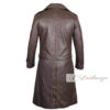 Brunette Brown Leather Trench Coat For Men - Image 2