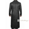 Elegant Long Black Leather Trench Coat For Men - Image 2