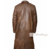 Stylish Walnut Brown Leather Trench Coat For Men - Image 2
