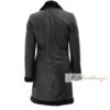 Raven Shearling Black Leather Trench Coat For Women - Image 2