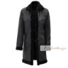 Raven Shearling Black Leather Trench Coat For Women - Image 4