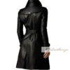 Shaylee Black Leather Trench Coat For Women - Image 2