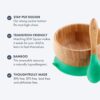 KIDSAVIA Baby Toddler Bamboo Bowl and spoon with Silicone Suction - Stay Put Bowl - Bamboo Bowl Gripper Mat Weaning Self Feeding, Round Cute Bowl - Color may vary - Image 3