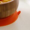 KIDSAVIA Baby Toddler Bamboo Bowl and spoon with Silicone Suction - Stay Put Bowl - Bamboo Bowl Gripper Mat Weaning Self Feeding, Round Cute Bowl - Color may vary - Image 4