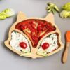 KIDSAVIA Baby Toddler Bamboo Plate and spoon with Silicone Suction - Stay Put Plate - Bamboo Plate Gripper Mat Weaning Self Feeding, Fox Cute - KIDSAVIA Random color (blue) - Image 7