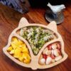 KIDSAVIA Baby Toddler Bamboo Plate and spoon with Silicone Suction - Stay Put Plate - Bamboo Plate Gripper Mat Weaning Self Feeding, Fox Cute - KIDSAVIA Random color (blue) - Image 4