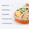 KIDSAVIA Baby Toddler Bamboo Plate and spoon with Silicone Suction - Stay Put Plate - Bamboo Plate Gripper Mat Weaning Self Feeding, Round Plate - KIDSAVIA Random color (Green/Blue) - Image 3