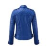 Women Stylish Motorcycle Biker Genuine Sheepskin Leather Jacket for Women Royal Blue - Image 2