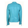 Women Leather Jacket Motorcycle Biker Genuine Sheepskin Leather Jacket for Women Turquoise Blue - Image 2