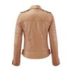 Women Stylish Motorcycle Biker Genuine Sheepskin Leather Jacket for Women Camel - Image 2