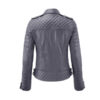 Women Stylish Motorcycle Biker Genuine Sheepskin Leather Jacket for Women Grey - Image 2