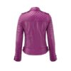 Women Stylish Motorcycle Biker Genuine Sheepskin Leather Jacket for Women Dark Pink - Image 2