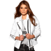 Biker Genuine Sheepskin Leather Jacket for Women White