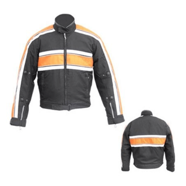 Black & Orange Motorbike Jacket - Leatheriza