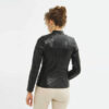 Black Women?s Leather Biker Genuine Sheepskin Jacket for Women - Image 2
