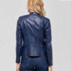 Women?s Leather Jacket Biker Genuine Sheepskin Blue Leather Jacket for Women - Image 2